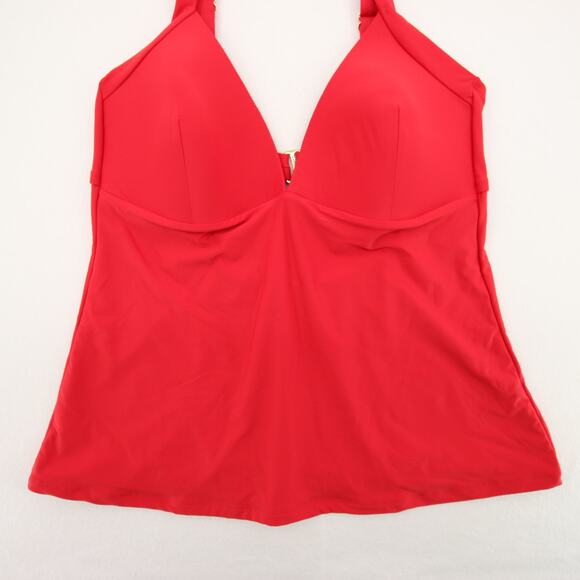 Alex Marie Tankini Swim Top Red V Neck Cutout Back Padded Bra Size Large NWT - Picture 3 of 10